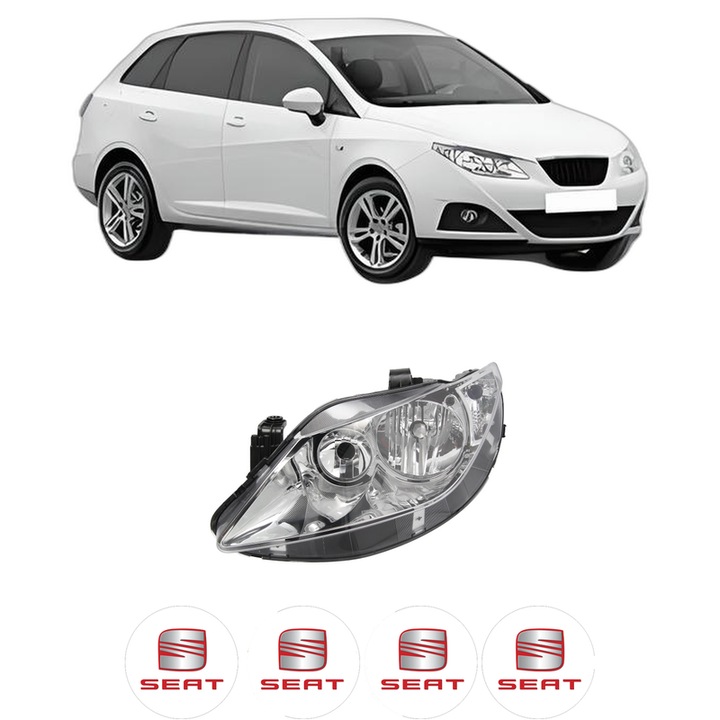 Far Stanga Fata SEAT IBIZA IV ST (6J8, 6P8) din 2010-2016, Auto, TYC, 4x Stickere auto cu SEAT