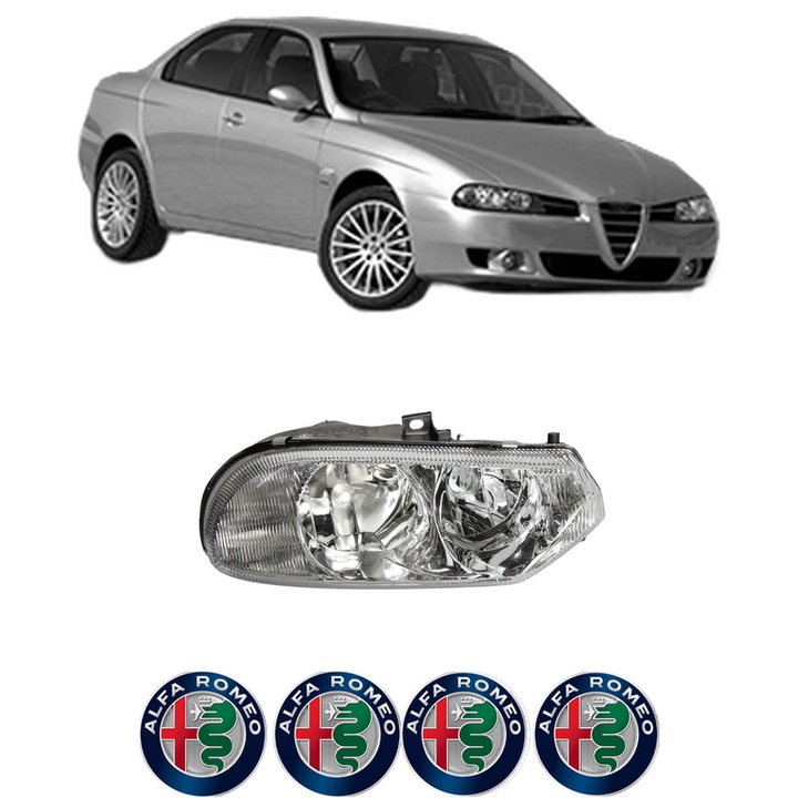 Far Dreapta Fata ALFA ROMEO 156 (932_) din 1997-2005, Auto, DEPO, 4x Stickere auto cu ALFA ROMEO