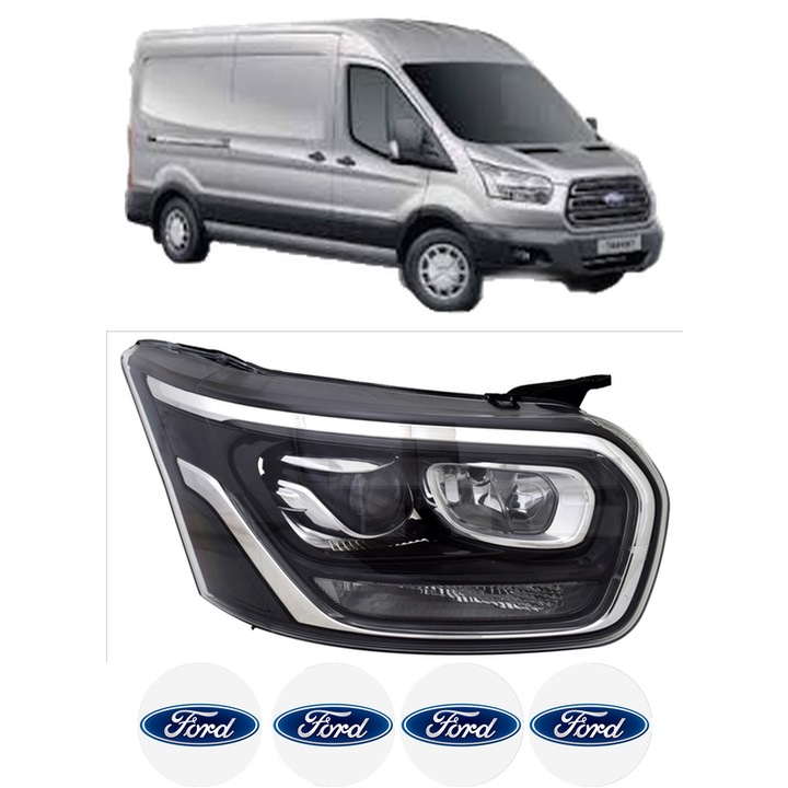Far Dreapta Fata FORD TRANSIT V363 Van (FCD, FDD) din 2013-2024, Auto, TYC, 4x Stickere auto cu FORD