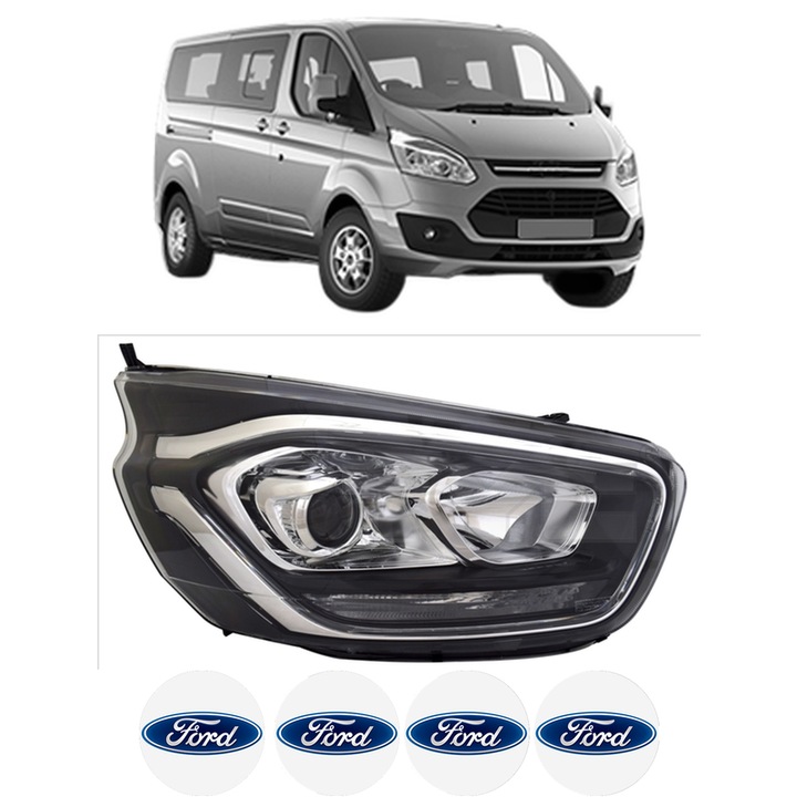 Far Stanga Fata FORD TOURNEO CUSTOM V362 Bus (F3) din 2012-2023, Auto, TYC, 4x Stickere auto cu FORD