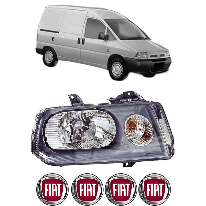 Far Stanga Fata FIAT SCUDO Van (220_) din 1996-2006, Auto, DEPO, 4x Stickere auto cu FIAT
