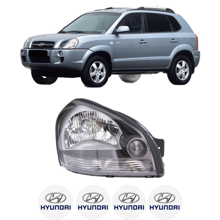 Far Dreapta Fata HYUNDAI TUCSON (JM) din 2004-2012, Auto, DEPO, 4x Stickere auto cu HYUNDAI