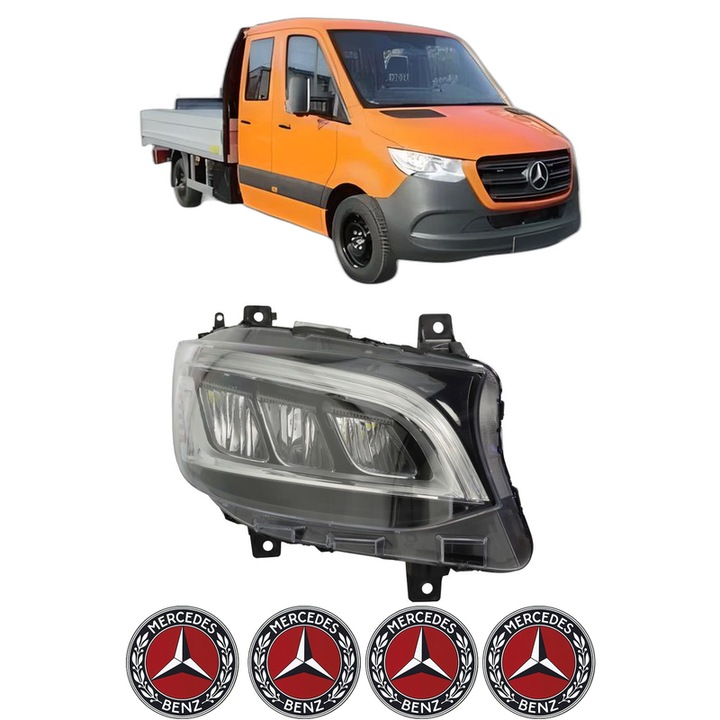 Far Dreapta Fata MERCEDES-BENZ SPRINTER 3, 5-t Platform/Chassis (B907, B910) din 2018-2021, Auto, TYC, 4x Stickere auto cu MERCEDES-BENZ