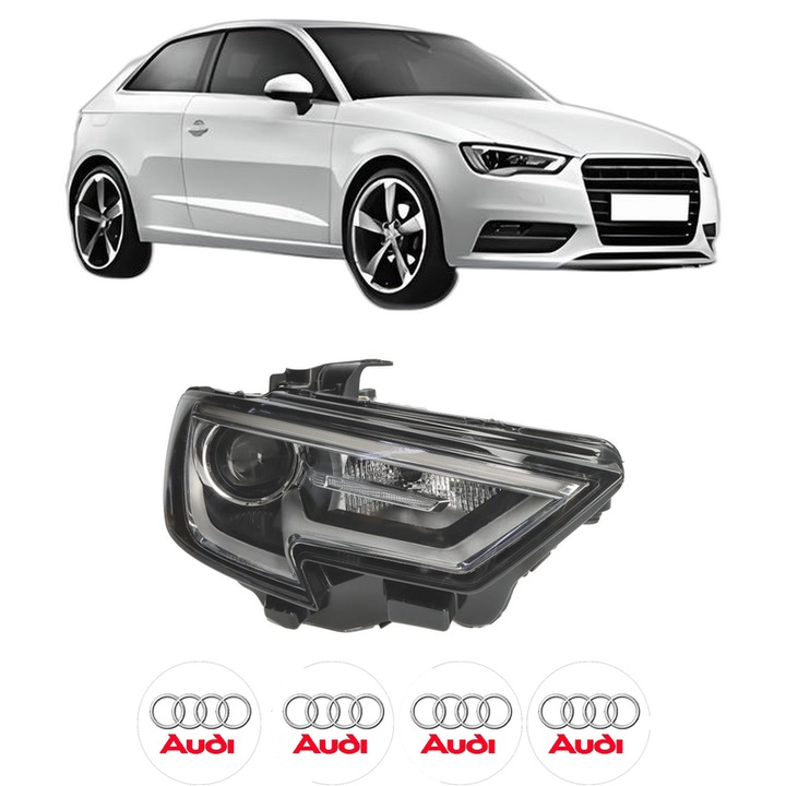 Far Dreapta Fata AUDI A3 (8V1, 8VK) din 2012-2020, Auto, DEPO, 4x Stickere auto cu AUDI