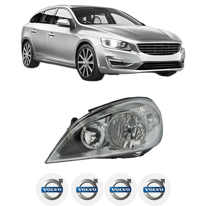 Far Stanga Fata VOLVO V60 I (155) din 2010-2018, Auto, DEPO, 4x Stickere auto cu VOLVO