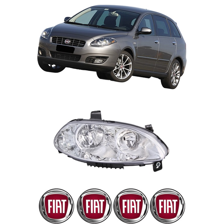 Far Dreapta Fata FIAT CROMA (194_) din 2005-2011, Auto, DEPO, 4x Stickere auto cu FIAT