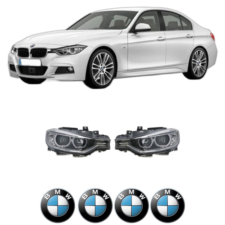 Far Dreapta / Stanga Fata Bmw Seria 3 (F30, F80) din 2011-2018, Auto, DEPO, 4x Stickere auto cu BMW