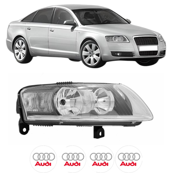 Far Dreapta Fata AUDI A6 C6 (4F2) din 2004-2011, Auto, TYC, 4x Stickere auto cu AUDI
