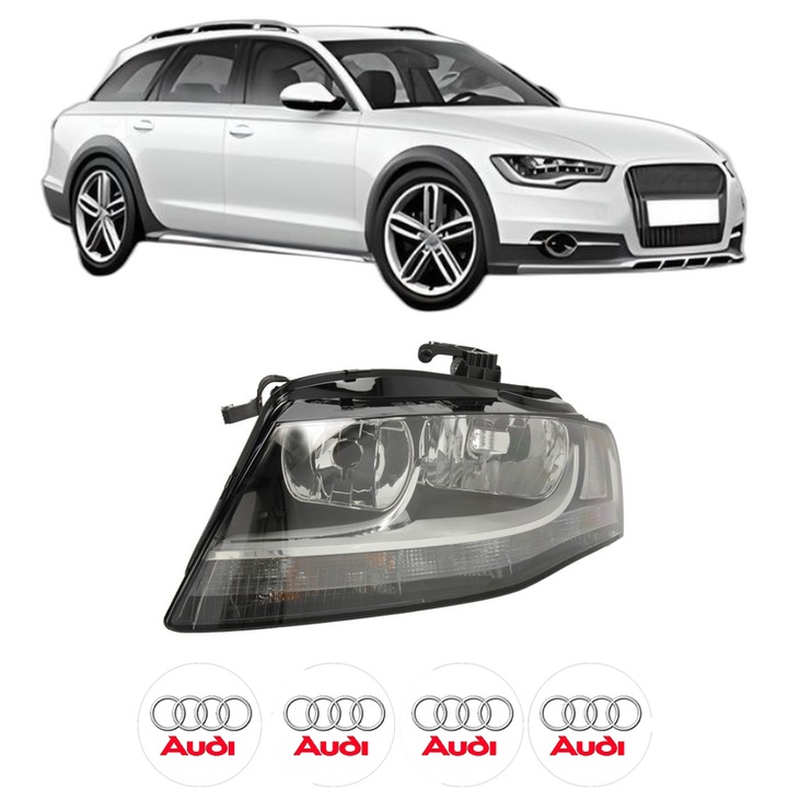 Far Stanga Fata AUDI A4 Allroad B8 (8KH) din 2009-2016, Auto, TYC, 4x Stickere auto cu AUDI
