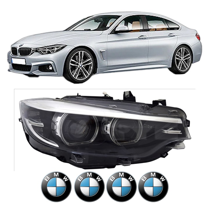 Far Stanga Fata Bmw Seria 4 Gran Coupe (F36) din 2014-2021, Auto, TYC, 4x Stickere auto cu BMW