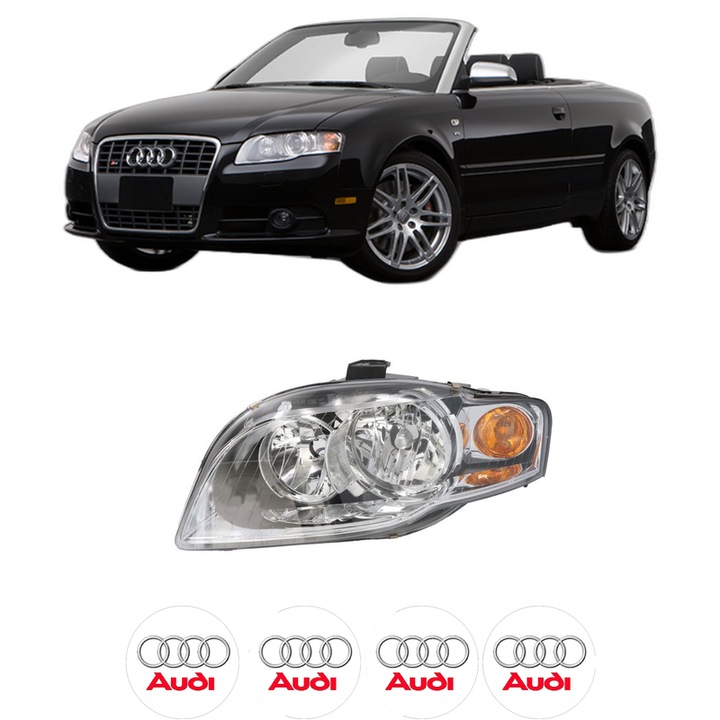 Far Stanga Fata AUDI A4 B7 Convertible (8HE) din 2006-2009, Auto, TYC, 4x Stickere auto cu AUDI