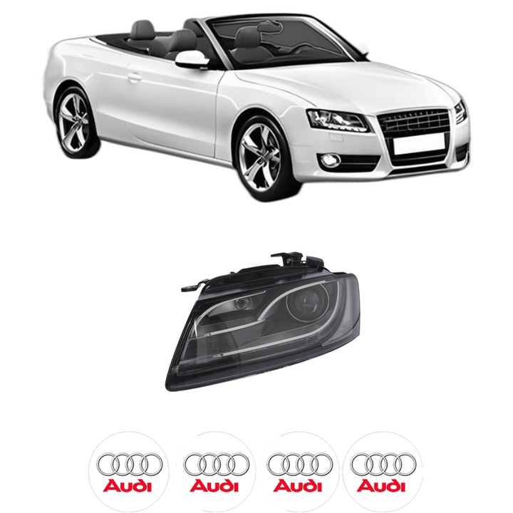 Far Stanga Fata AUDI A5 Convertible (8F7) din 2009-2017, Auto, DEPO, 4x Stickere auto cu AUDI