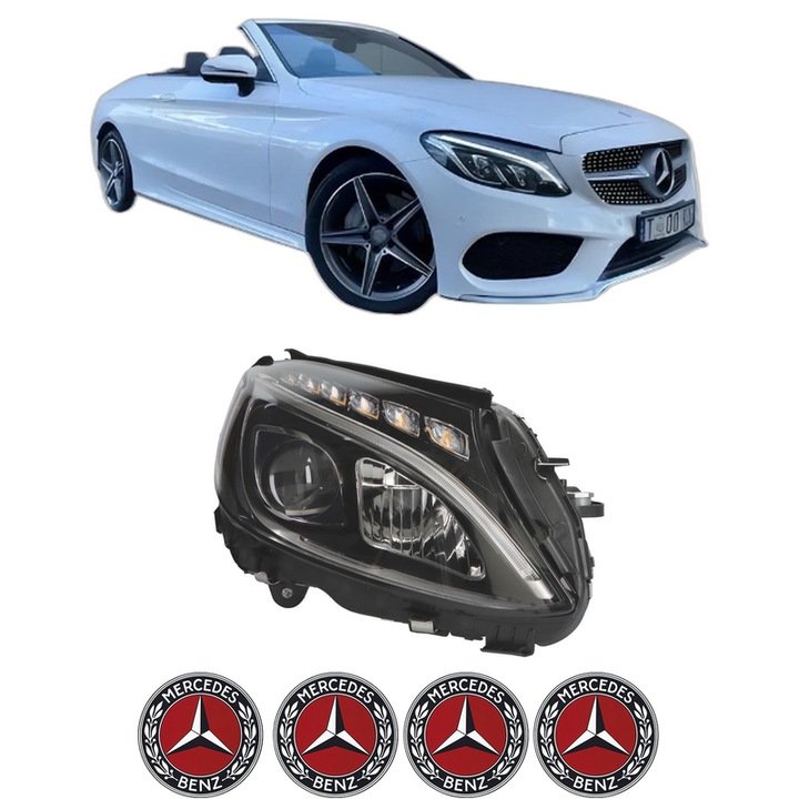 Far Stanga Fata MERCEDES-BENZ C-CLASS Convertible (A205) din 2016-2023, Auto, DEPO, 4x Stickere auto cu MERCEDES-BENZ