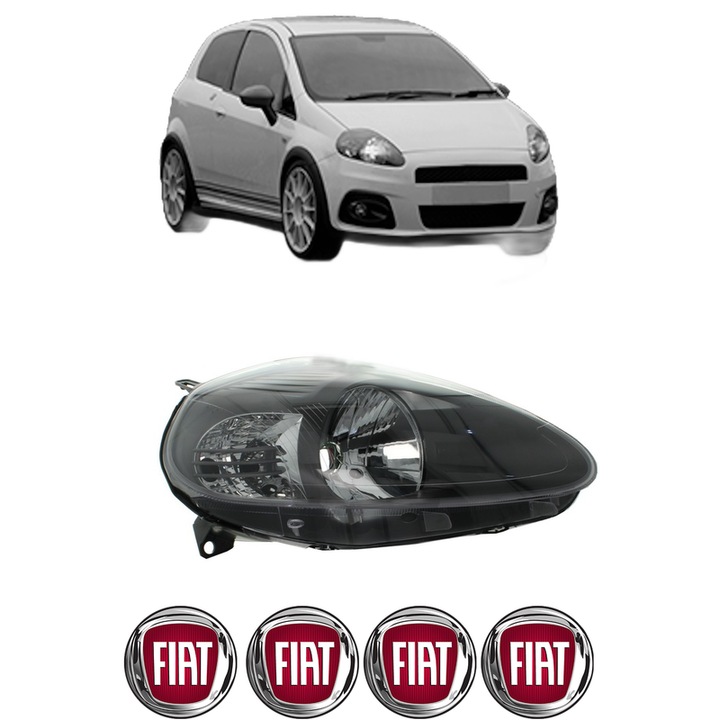 Far Dreapta Fata FIAT GRANDE PUNTO Van (199_) din 2006-2013, Auto, DEPO, 4x Stickere auto cu FIAT