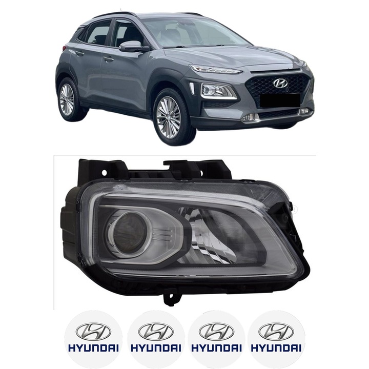 Far Stanga Fata HYUNDAI KONA (OS, OSE, OSI) din 2017-2023, Auto, TYC, 4x Stickere auto cu HYUNDAI