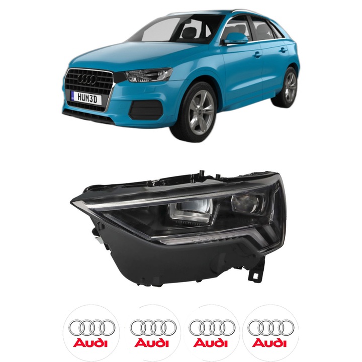Far Stanga Fata AUDI Q3 (F3B) din 2018-2024, Auto, TYC, 4x Stickere auto cu AUDI