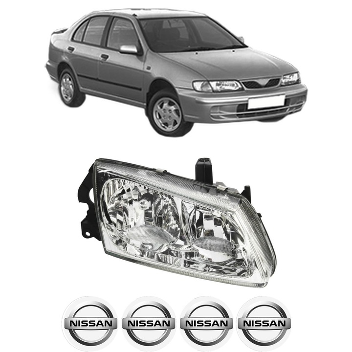 Far Dreapta Fata NISSAN ALMERA I (N15) din 1995-2000, Auto, TYC, 4x Stickere auto cu NISSAN