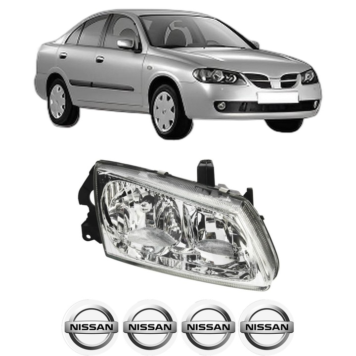 Far Dreapta Fata NISSAN ALMERA II (N16) din 2000-2006, Auto, TYC, 4x Stickere auto cu NISSAN