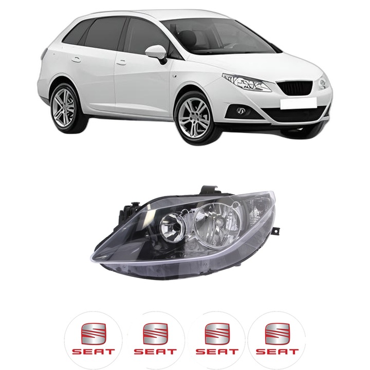 Far Stanga Fata SEAT IBIZA IV ST (6J8, 6P8) din 2010-2016, Auto, DEPO, 4x Stickere auto cu SEAT