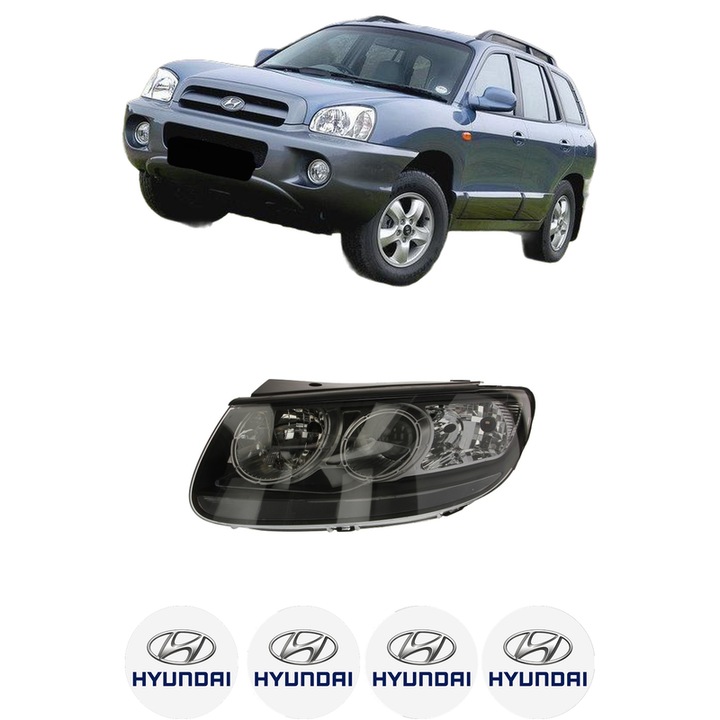 Far Stanga Fata HYUNDAI SANTA FÉ II SUV Van (CM) din 2005-2013, Auto, DEPO, 4x Stickere auto cu HYUNDAI