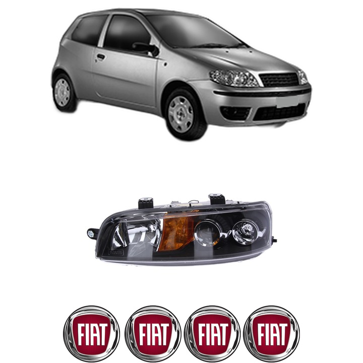Far Stanga Fata FIAT PUNTO (188_) din 1999-2012, Auto, DEPO, 4x Stickere auto cu FIAT
