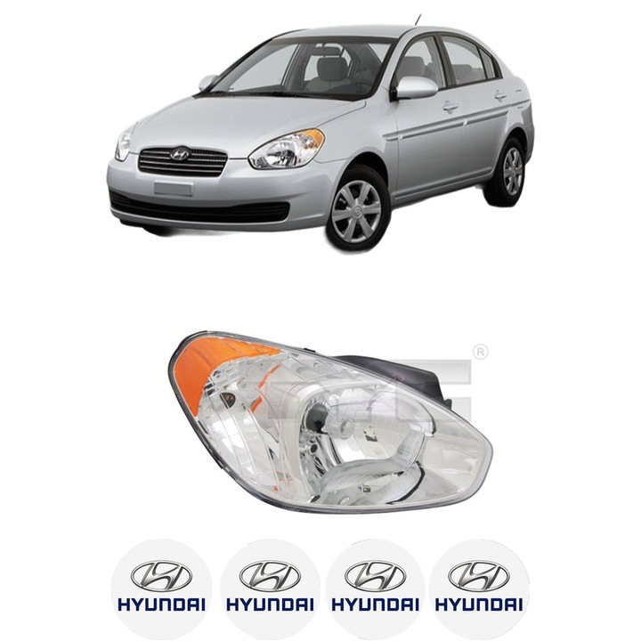 Far Dreapta Fata HYUNDAI ACCENT III Saloon (MC) din 2005-2010, Auto, TYC, 4x Stickere auto cu HYUNDAI