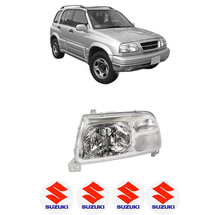 Far Stanga Fata SUZUKI GRAND VITARA I Open Off-Road Vehicle (GT) din 1998-2003, Auto, DEPO, 4x Stickere auto cu SUZUKI