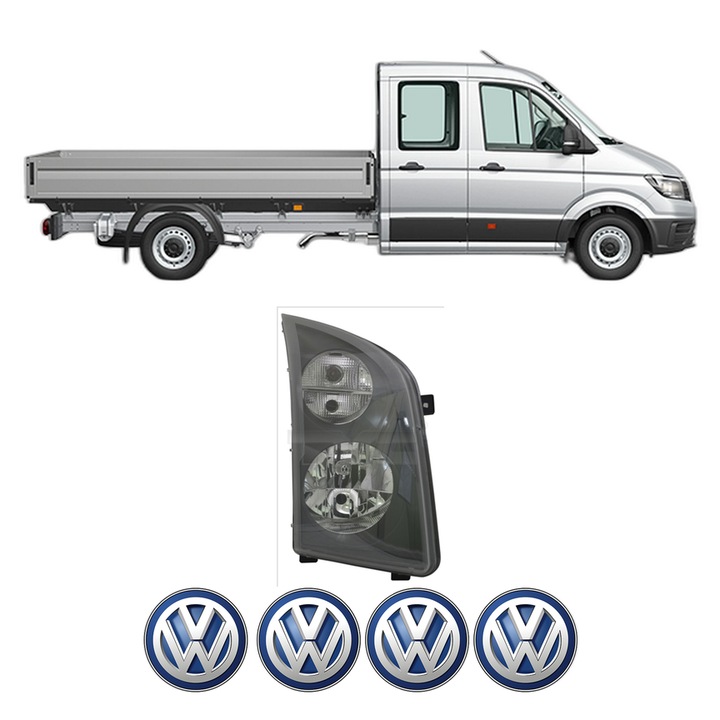 Far Dreapta Fata Volkswagen CRAFTER 30-50 Platform/Chassis (2F_) din 2006-2016, Auto, TYC, 4x Stickere auto cu Volkswagen
