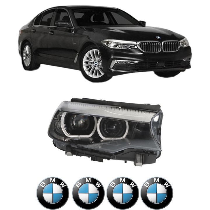 Far Dreapta Fata Bmw Seria 5 (G30, F90) din 2016-2023, Auto, DEPO, 4x Stickere auto cu BMW