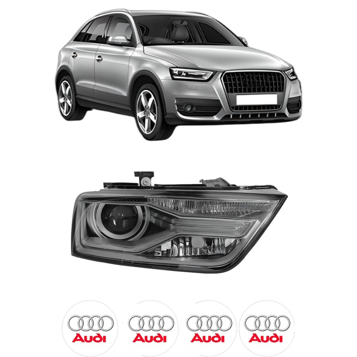 Far Dreapta Fata AUDI Q3 (8UB, 8UG) din 2011-2018, Auto, DEPO, 4x Stickere auto cu AUDI