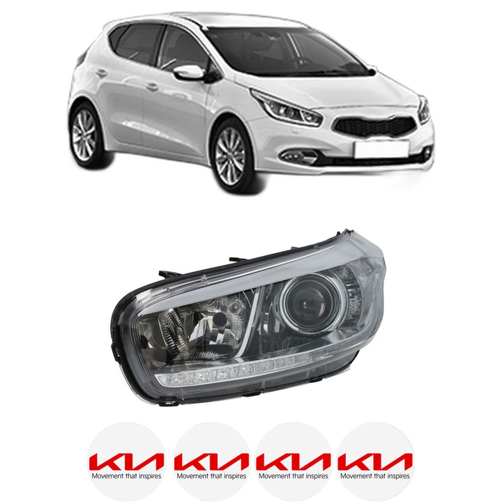 Far Stanga Fata KIA CEE'D (JD) din 2012-2018, Auto, DEPO, 4x Stickere auto cu KIA