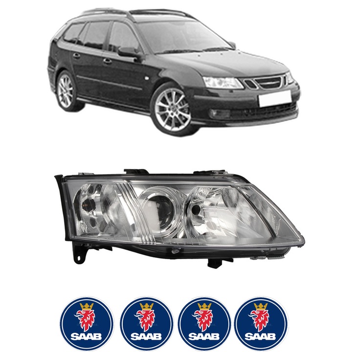 Far Dreapta Fata SAAB 9-3 Estate (E50) din 2005-2015, Auto, DEPO, 4x Stickere auto cu SAAB