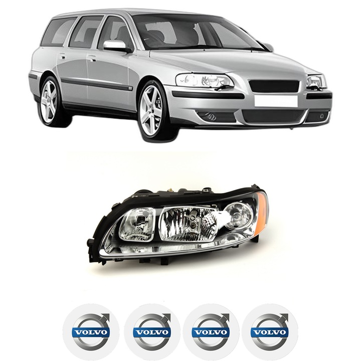 Far Stanga Fata VOLVO V70 II (285) din 1999-2008, Auto, DEPO, 4x Stickere auto cu VOLVO