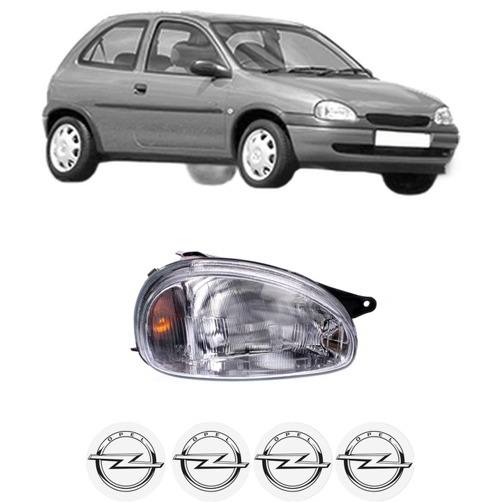 Far Dreapta Fata OPEL CORSA B (S93) din 1993-2002, Auto, DEPO, 4x Stickere auto cu OPEL