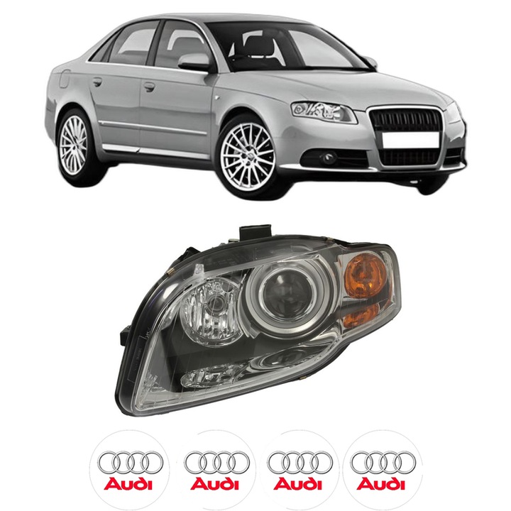 Far Stanga Fata AUDI A4 B7 (8EC) din 2004-2008, Auto, TYC, 4x Stickere auto cu AUDI