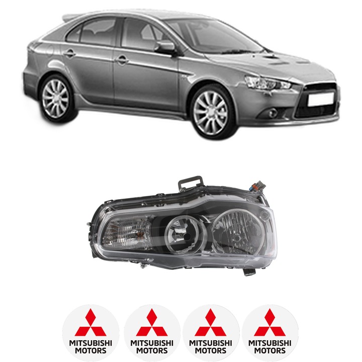 Far Dreapta Fata MITSUBISHI LANCER VIII Sportback (CX_A) din 2008-2010, Auto, DEPO, 4x Stickere auto cu MITSUBISHI