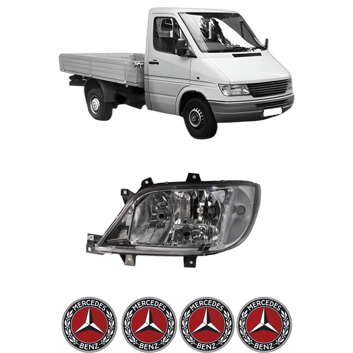 Far Stanga Fata MERCEDES-BENZ SPRINTER 4-t Platform/Chassis (B904) din 1995-2006, Auto, DEPO, 4x Stickere auto cu MERCEDES-BENZ