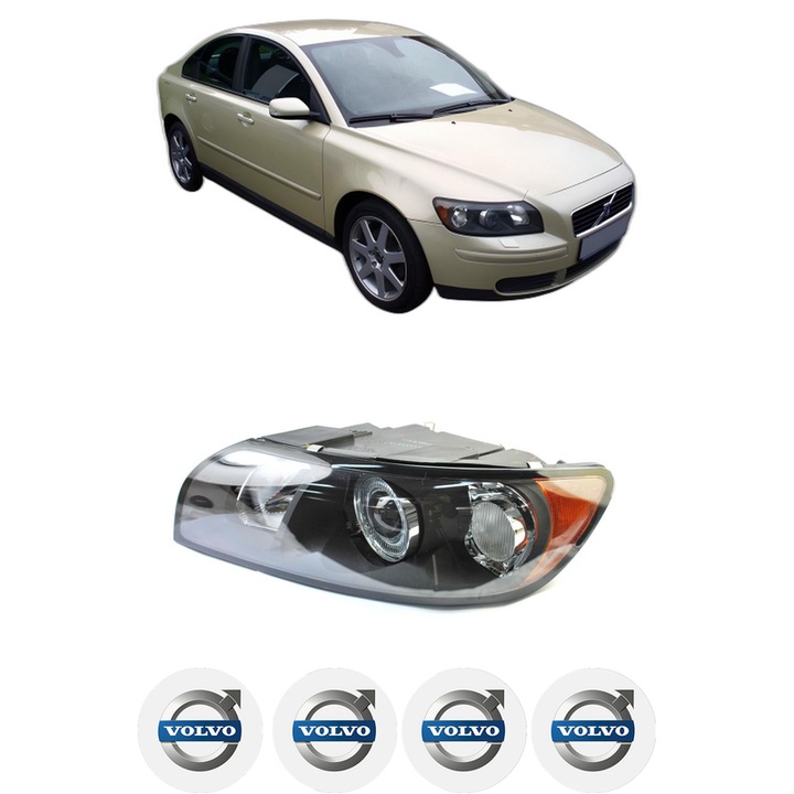 Far Stanga Fata VOLVO S40 II (544) din 2004-2012, Auto, DEPO, 4x Stickere auto cu VOLVO