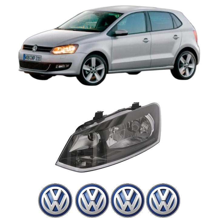 Far Stanga Fata Volkswagen POLO Van V (6R1, 6C1) din 2009-2017, Auto, TYC, 4x Stickere auto cu Volkswagen