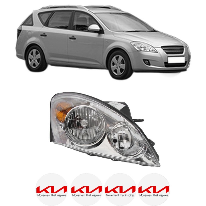 Far Dreapta Fata KIA CEE'D SW (ED) din 2007-2012, Auto, TYC, 4x Stickere auto cu KIA