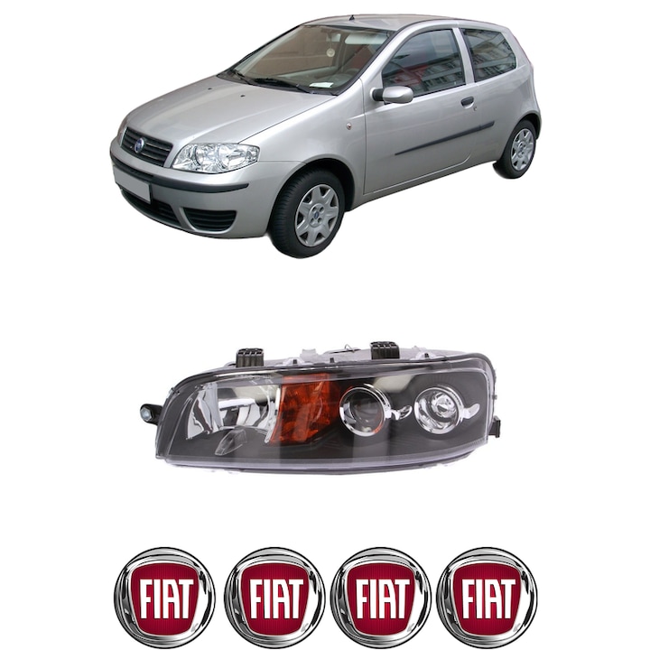 Far Stanga Fata FIAT PUNTO Hatchback Van (188_) din 2000-2010, Auto, DEPO, 4x Stickere auto cu FIAT