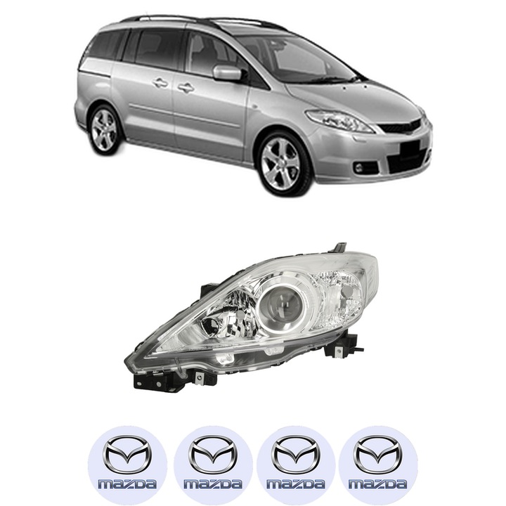 Far Stanga Fata MAZDA 5 (CR) din 2005-2010, Auto, TYC, 4x Stickere auto cu MAZDA