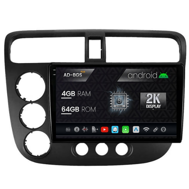 Navigatie Autodrop 2K Honda Civic (1998-2005), Android OS, S-Quadcore, 4GB RAM, 64GB ROM, 9.5 Inch - AD-BGS90042K, AD-BGRKIT018