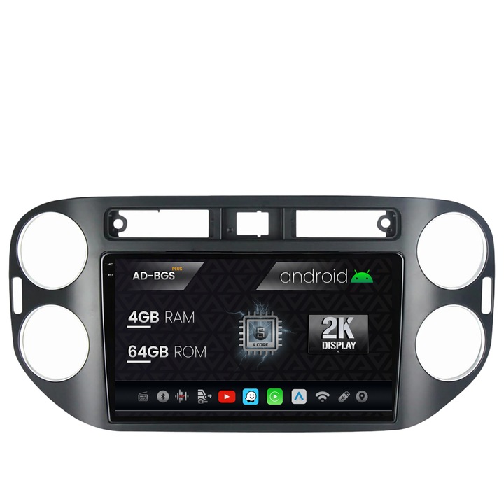 Navigatie Autodrop 2K Volkswagen Tiguan (2010-2016), Android OS, S-Quadcore, 4GB RAM, 64GB ROM, 9.5 Inch - AD-BGS90042K, AD-BGRKIT035-1016