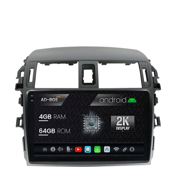 Navigatie Autodrop 2K Toyota Corolla (2007-2013), Android OS, S-Quadcore, 4GB RAM, 64GB ROM, 9.5 Inch - AD-BGS90042K, AD-BGRKIT067