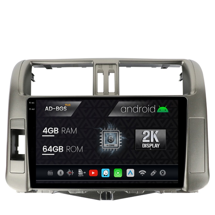 Navigatie Autodrop 2K Toyota Land Cruiser Prado J150 (2009-2013), Android OS, S-Quadcore, 4GB RAM, 64GB ROM, 9.5 Inch - AD-BGS90042K, AD-BGRKIT070