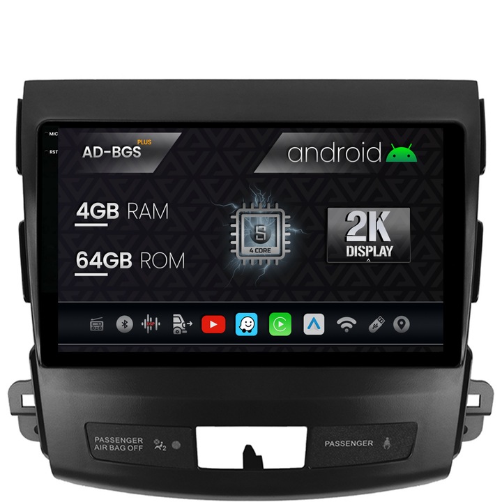 Navigatie Autodrop 2K Mitstubishi Outlander, Peugeot 4007, Citroen C-Crosser, Android OS, S-Quadcore, 4GB RAM, 64GB ROM, 9.5 Inch - AD-BGS90042K, AD-BGRKIT276