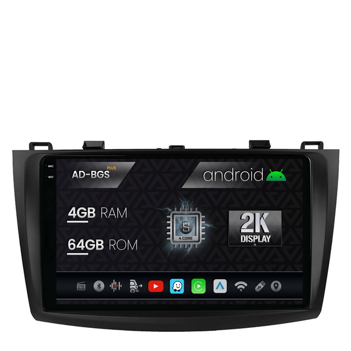 Navigatie Autodrop 2K Mazda 3 (2009-2013), Android OS, S-Quadcore, 4GB RAM, 64GB ROM, 9.5 Inch - AD-BGS90042K, AD-BGRKIT320