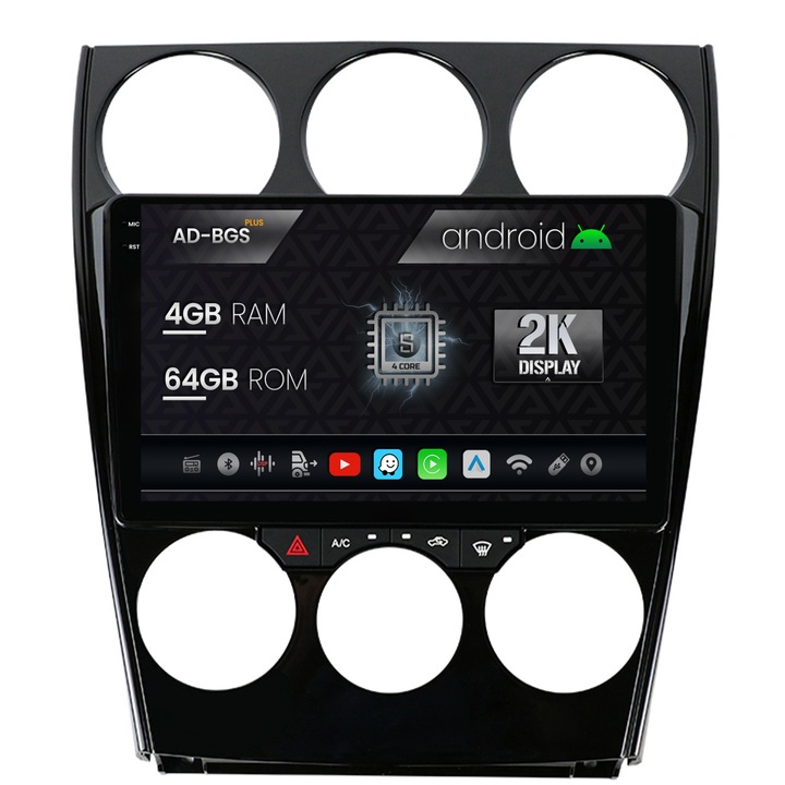 Navigatie Autodrop 2K Mazda 6 (2002-2008), Android OS, S-Quadcore, 4GB RAM, 64GB ROM, 9.5 Inch - AD-BGS90042K, AD-BGRKIT321