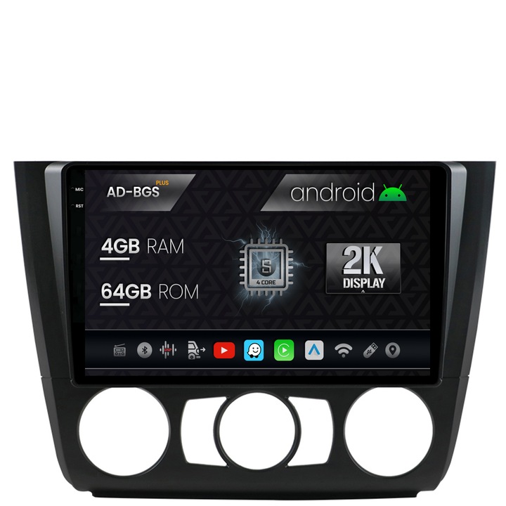 Navigatie Autodrop 2K BMW Seria 1 E87 (2007-2011), Clima Manuala, Android OS, S-Quadcore, 4GB RAM, 64GB ROM, 9.5 Inch - AD-BGS90042K, AD-BGRKIT398
